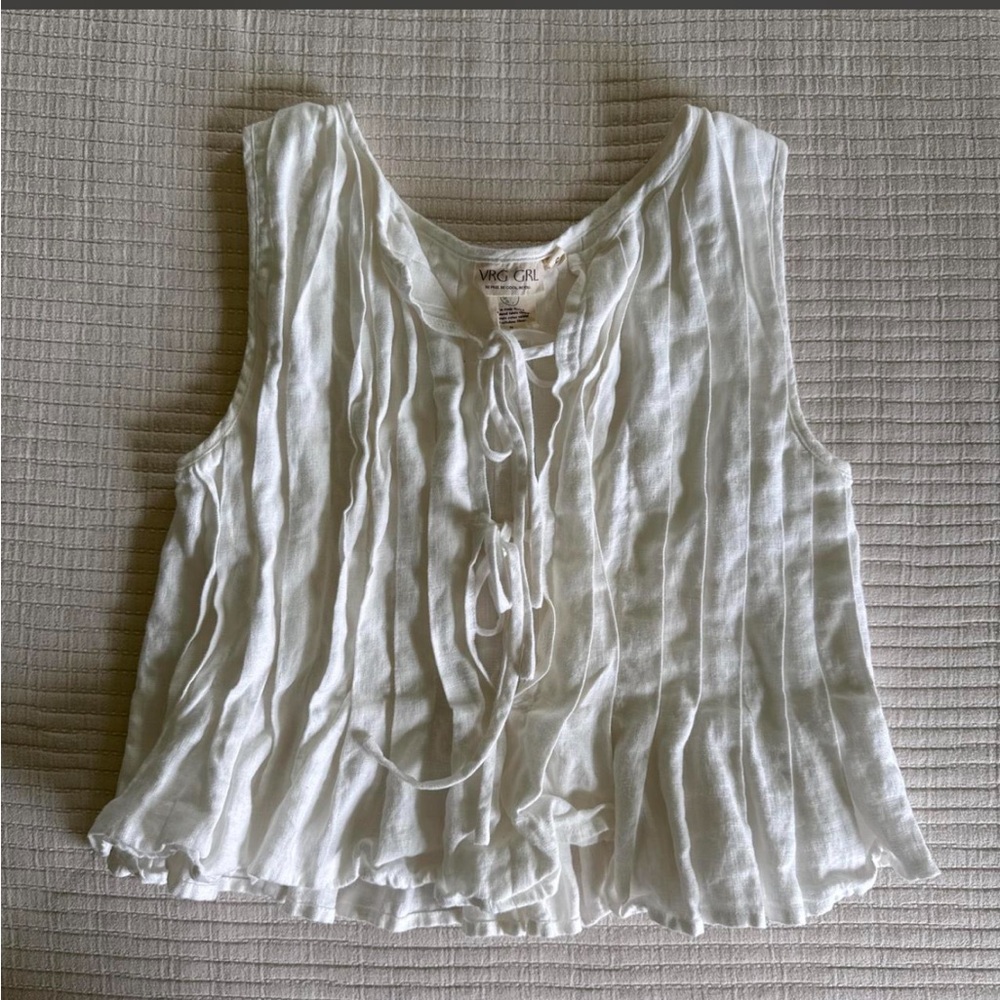 White V-neck Tie-Front Tank Top by Vince Girl